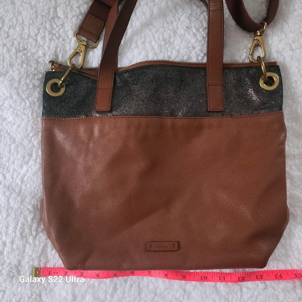 Fossil Keely crossbody tote bag in brown Leather Adjustable Strap - Picture 13 of 16